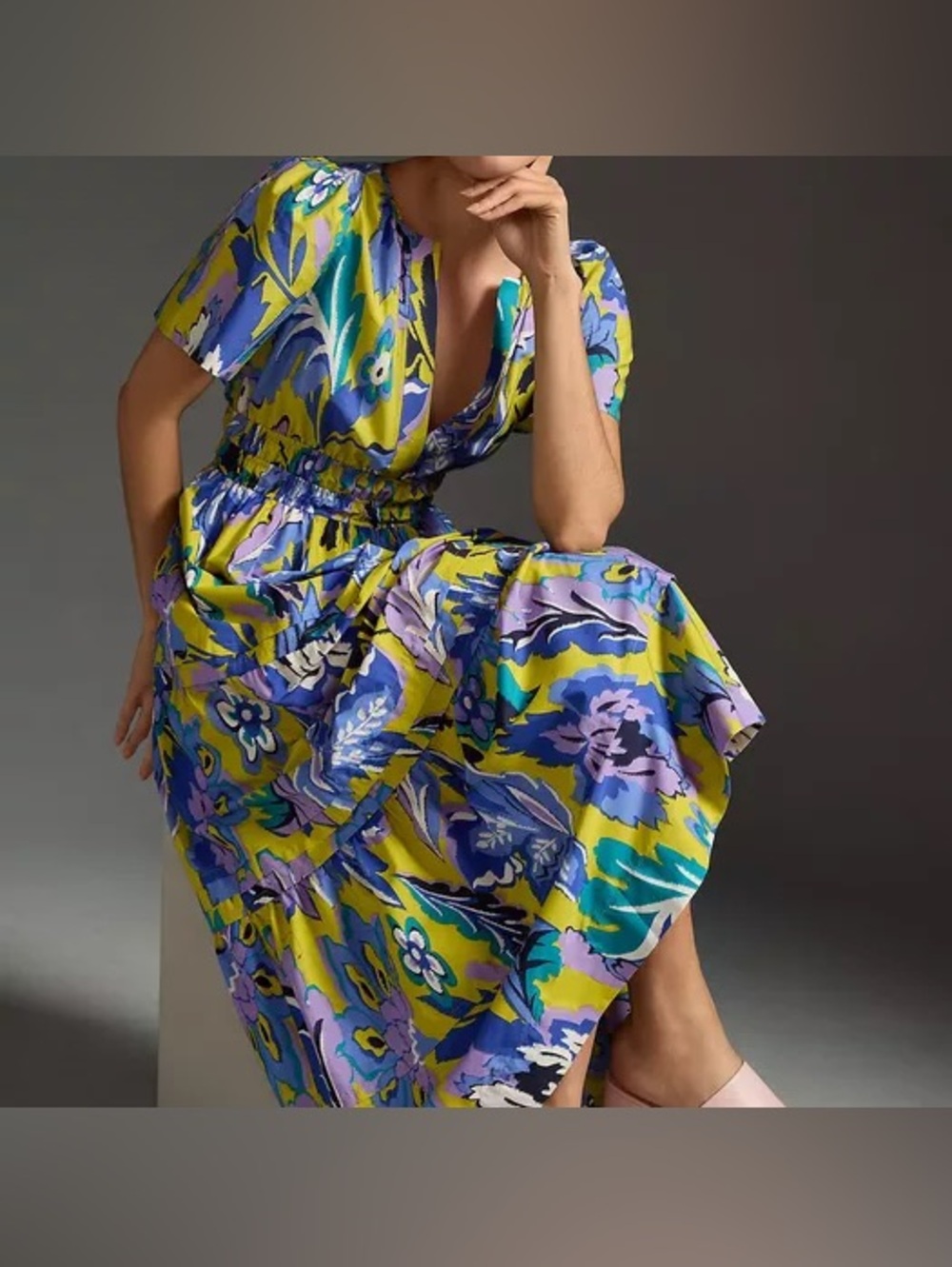 Anthropologie Somerset Maxi purple green Floral Dress 1X - Picture 2 of 7